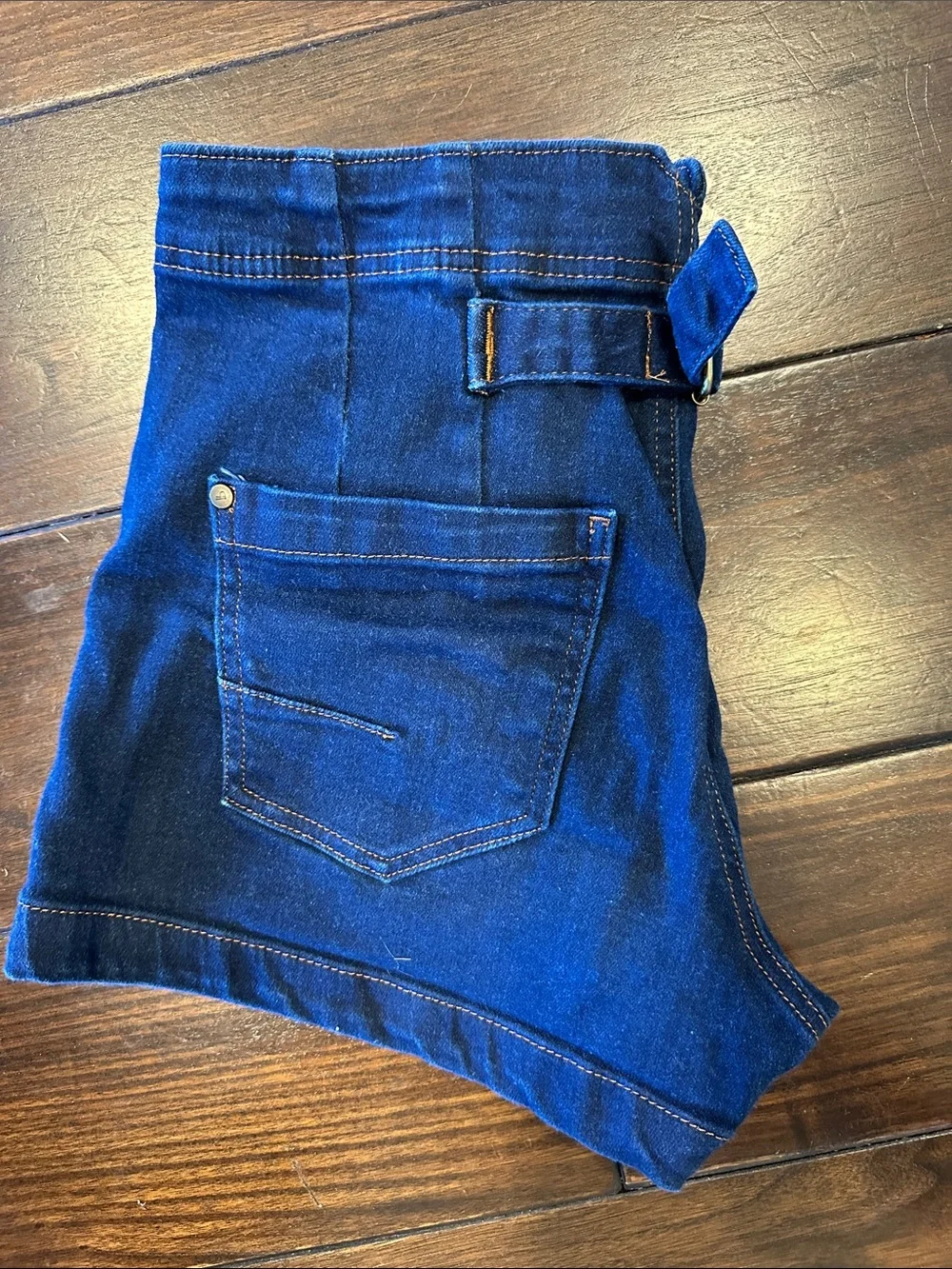 Anthropologie Indigo High-Rise Denim Utility Shorts - Picture 5 of 6